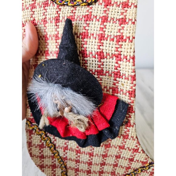 La befana witch stocking Halloween decor RARE shabby chic - Picture 3 of 7